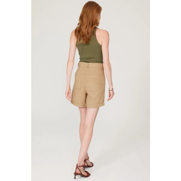 DL1961 Heidi Shorts Women’s Large Brown 100% Linen High Rise Summer Chic Staple - Picture 3 of 13